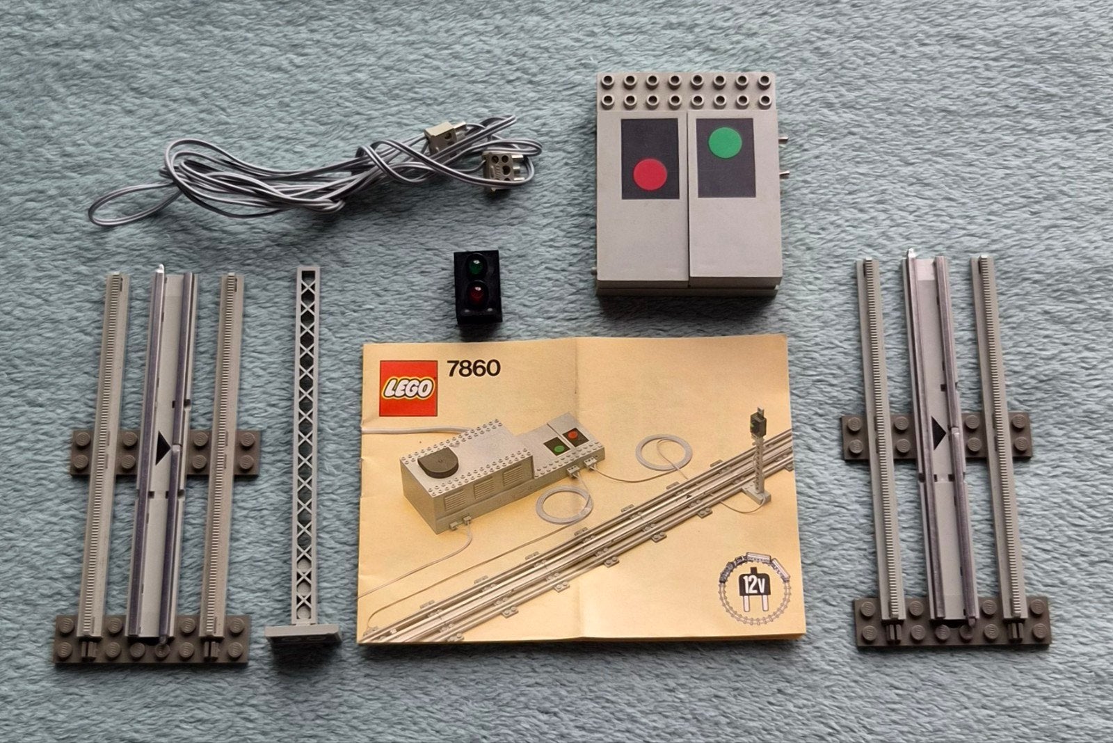 Lego trein 12 Volt grijze rails stoplicht (set 7860) boekje., Inclusief instructies, Gebruikt, Lego, Ophalen of Verzenden