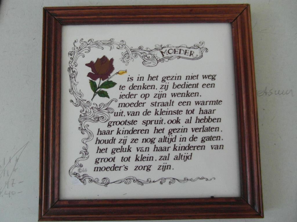 Tegel in lijst. Moeder, Ophalen of Verzenden, Zo goed als nieuw