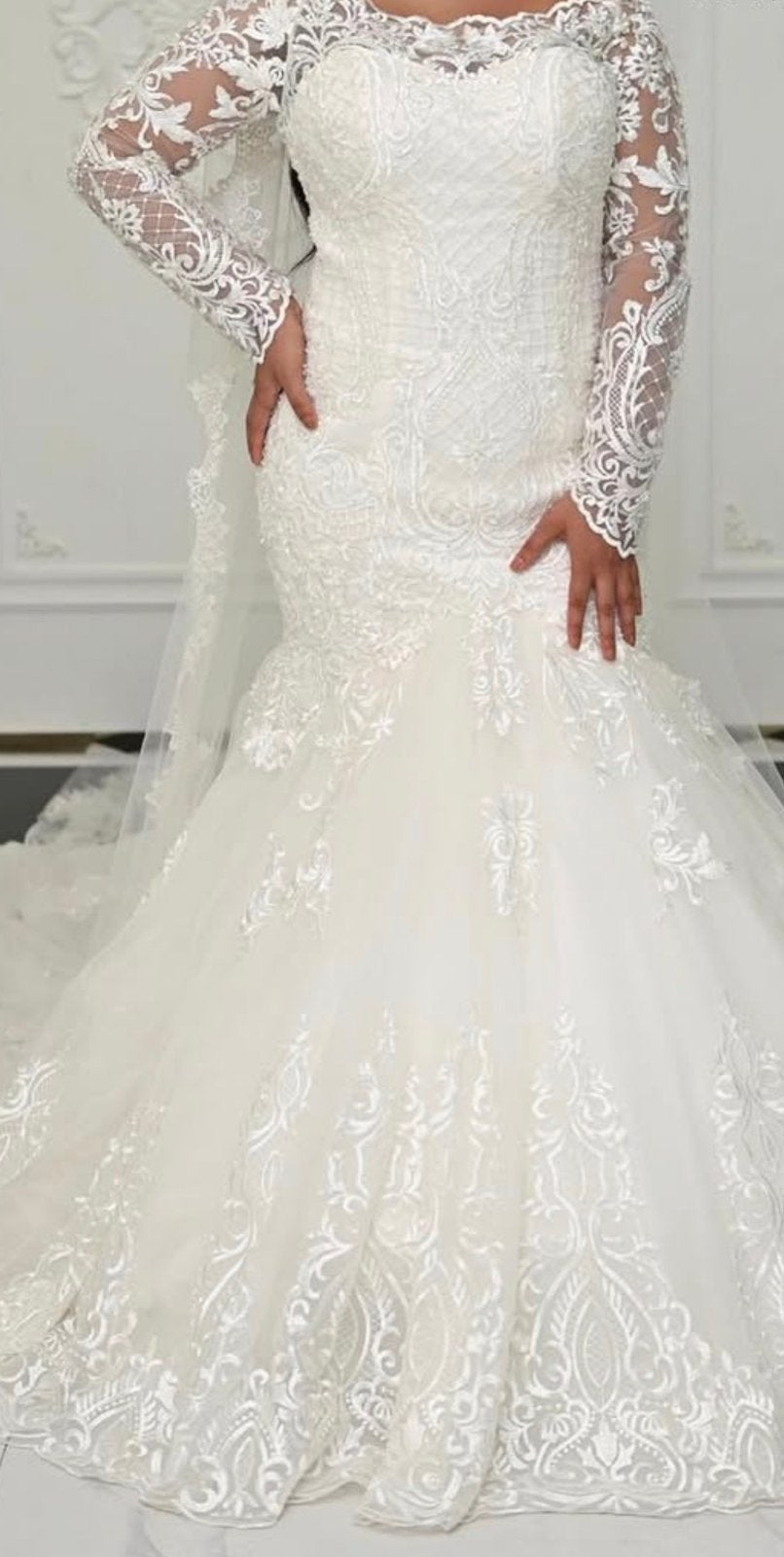 Bruidsjurk trouwjurk mermaid ballroom A line, Ophalen of Verzenden, Zo goed als nieuw, Wit, Trouwjurk
