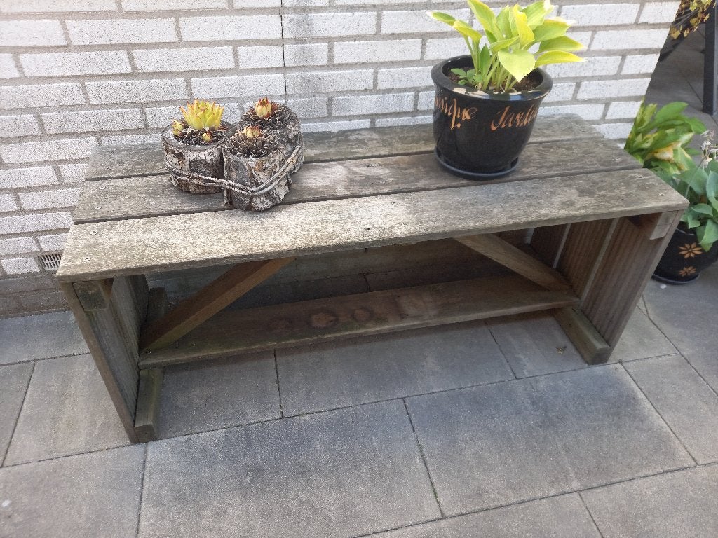 Hardhouten tuinbankjes, Ophalen, Gebruikt, Hout