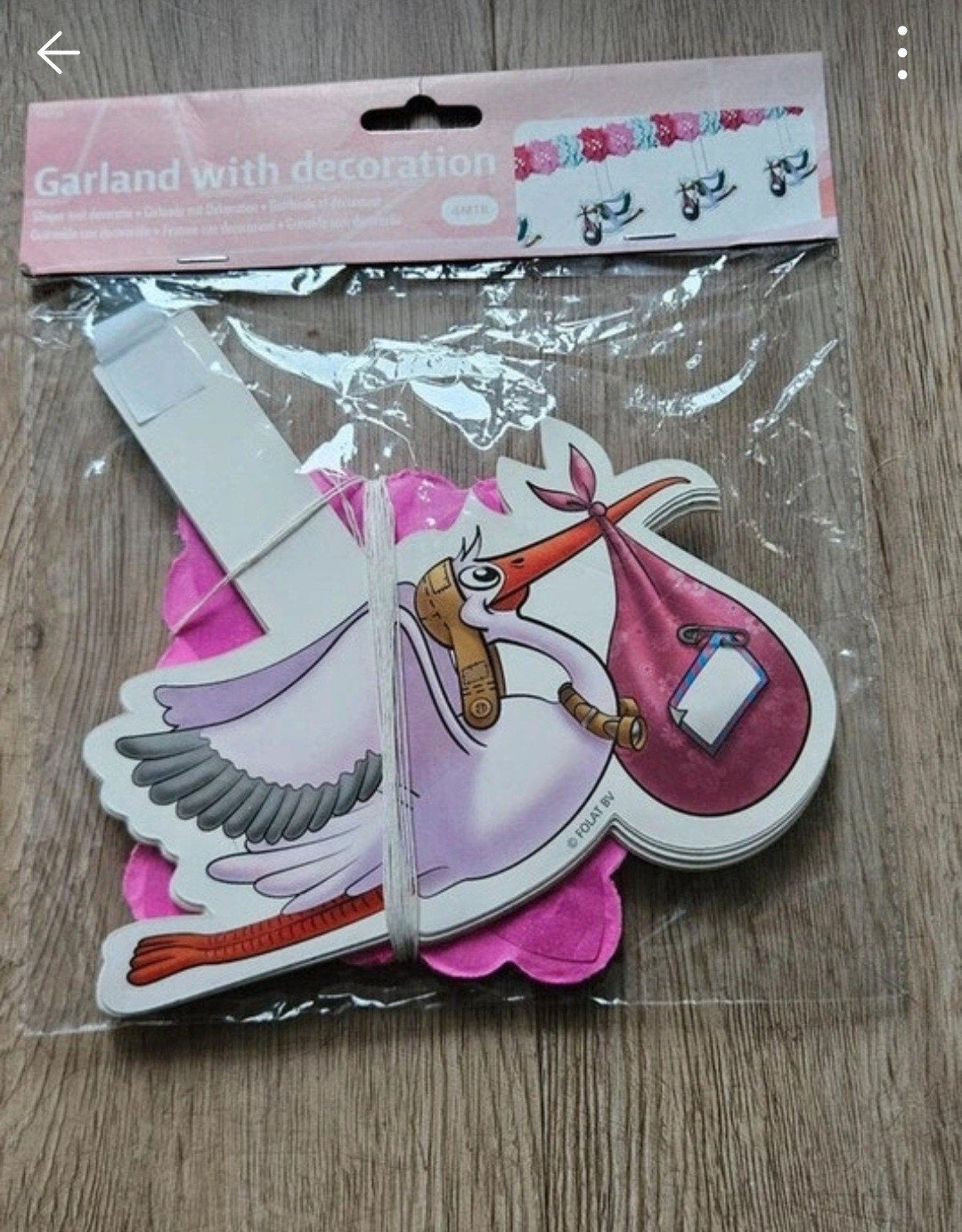 Ooievaar slinger decoratie voor geboorte meisje, Versiering, Onbekend, Nieuw, Onbekend