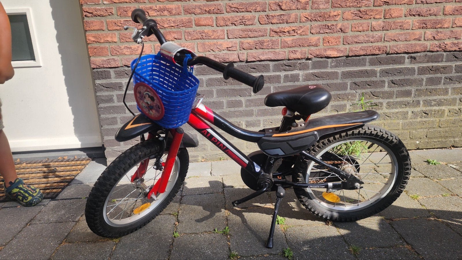 Alpina kinderfiets 16 inch met mandje, Ophalen, Velgrem, Alpina, 16 tot 20 inch