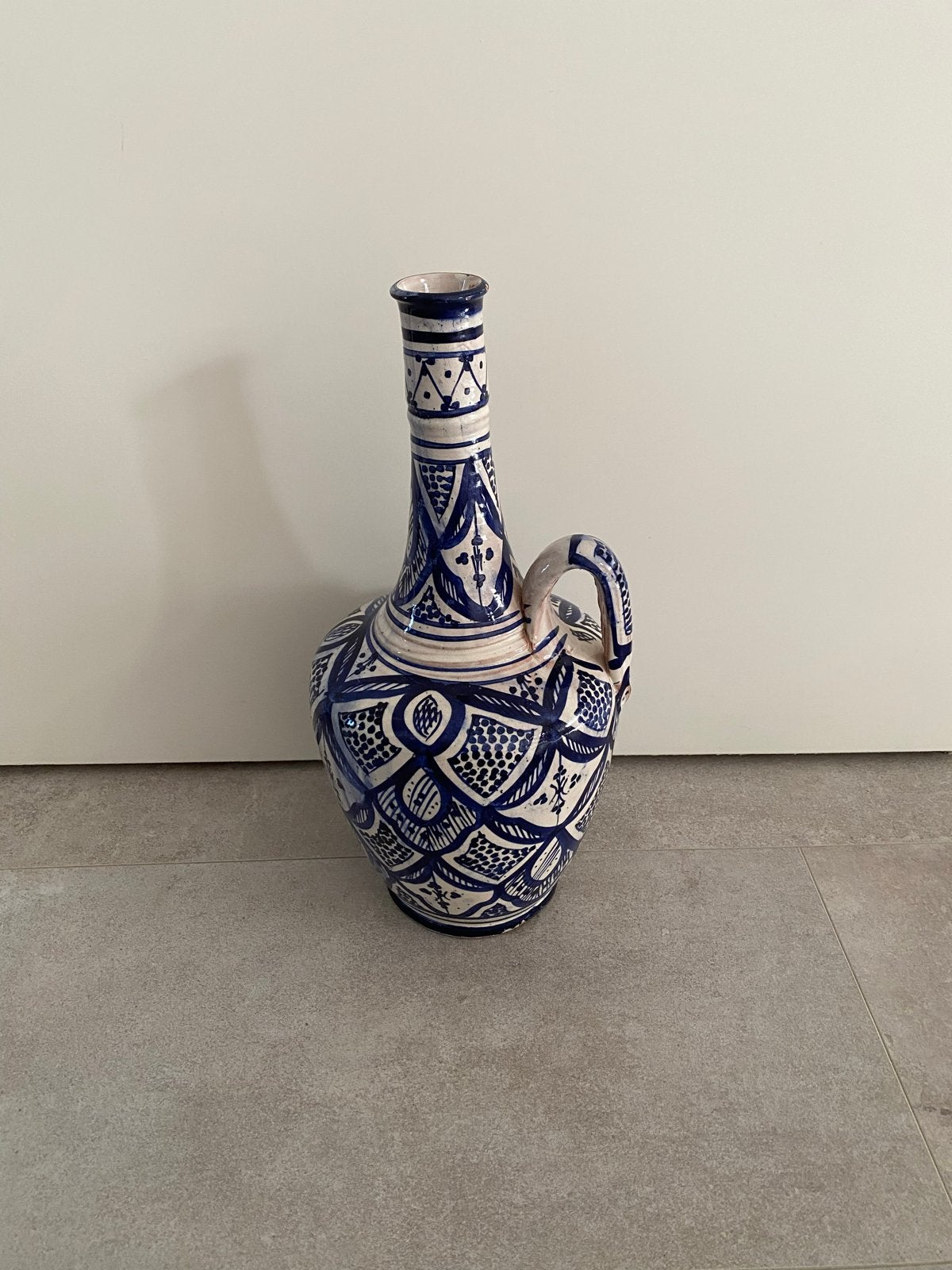 Decoratieve Marokkaanse vaas met handvat, blauw-wit, Ophalen of Verzenden