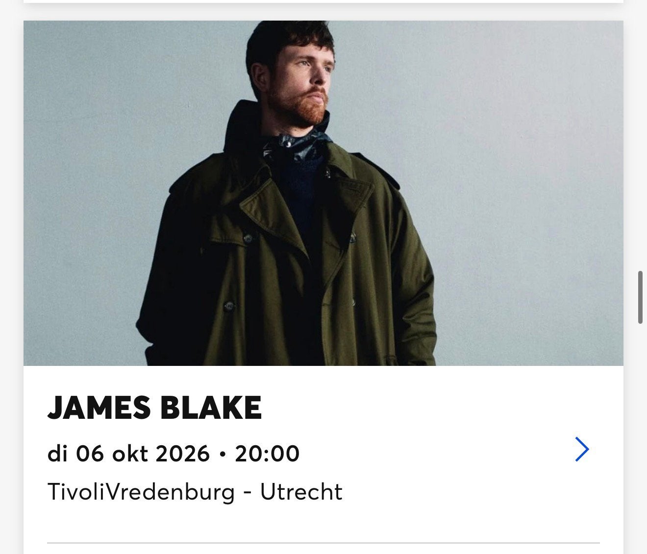 James Blake tivoli Utrecht tickets, Tickets en Kaartjes, Eén persoon, Oktober