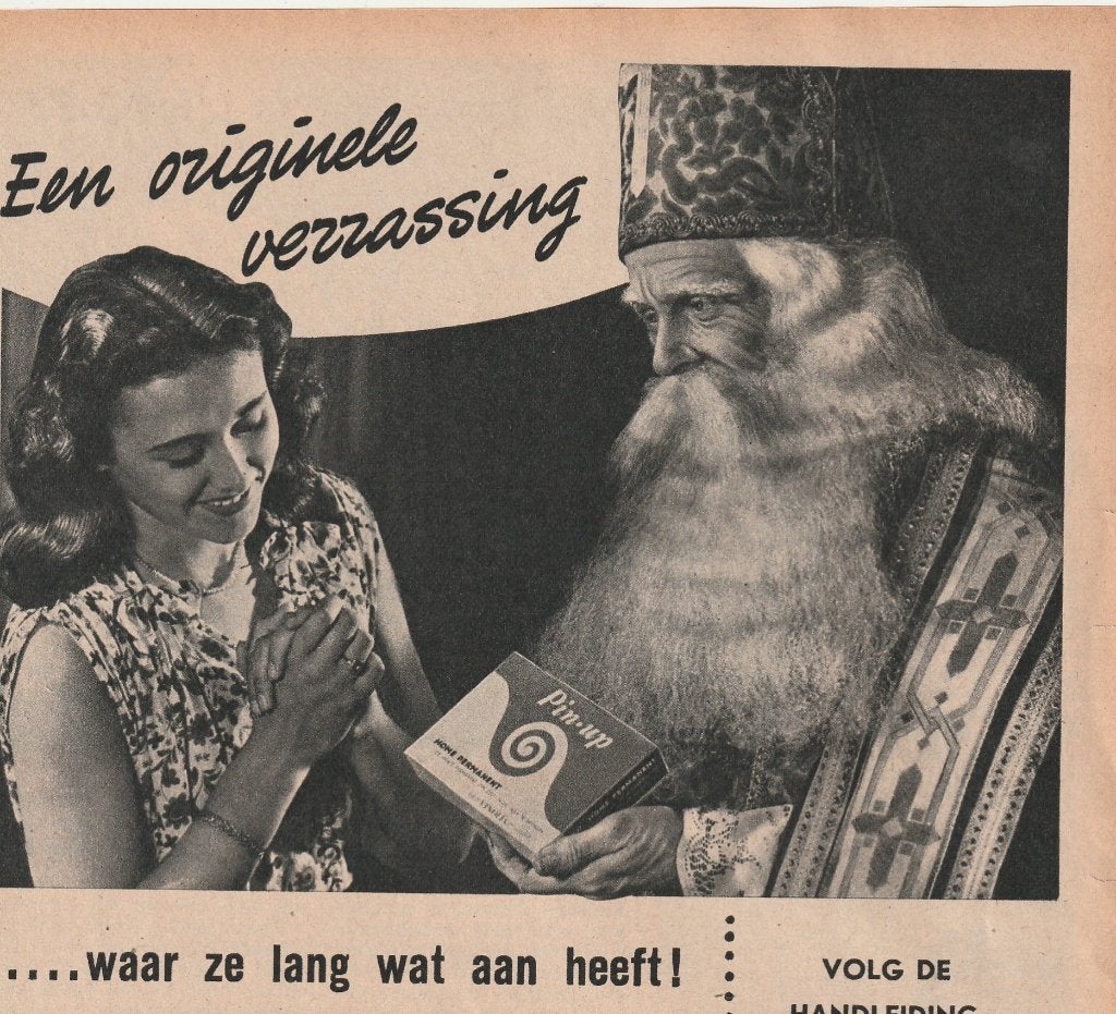 Retro reclame 1951 Pin-Up Vinolia Sinterklaas geschenk, Verzamelen, Verzenden, Overige typen
