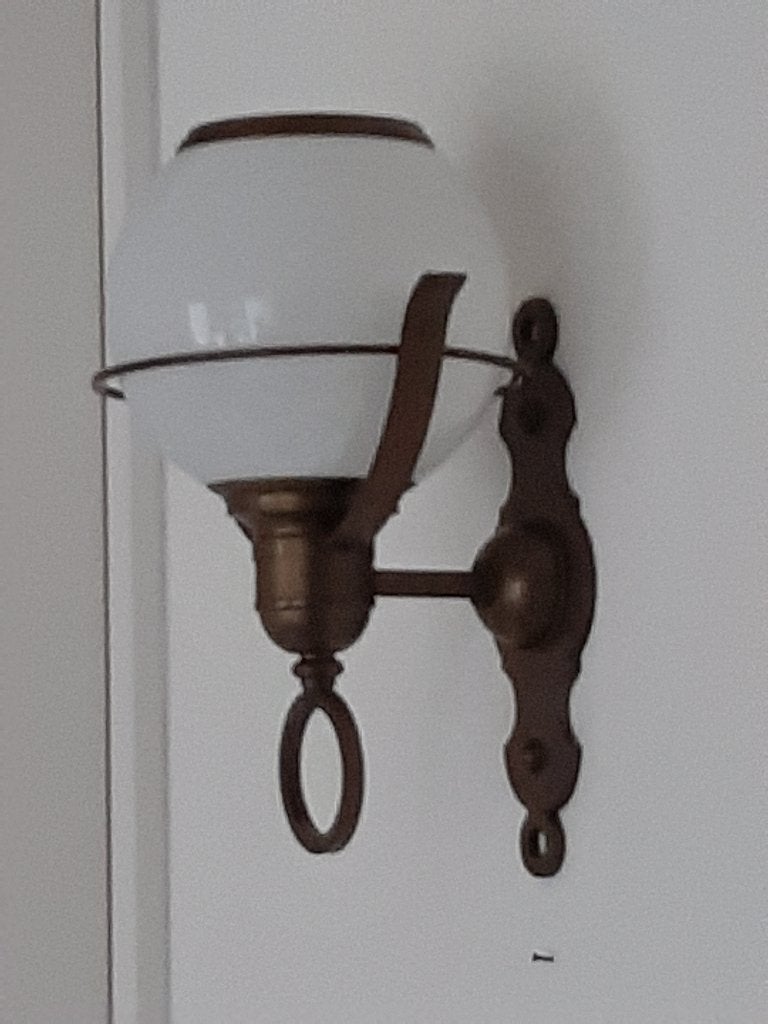 Bronzen wandlamp, Ophalen of Verzenden, Zo goed als nieuw, Glas, Wandlamp