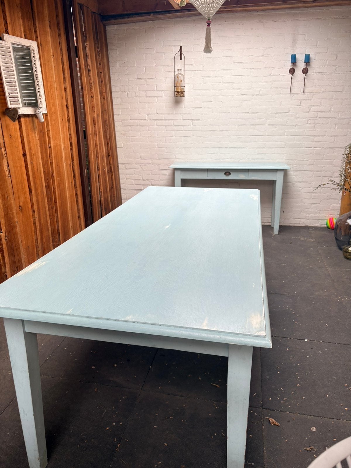 Tafel met bij zet tafel, Ophalen, Gebruikt, Rechthoekig, Hout