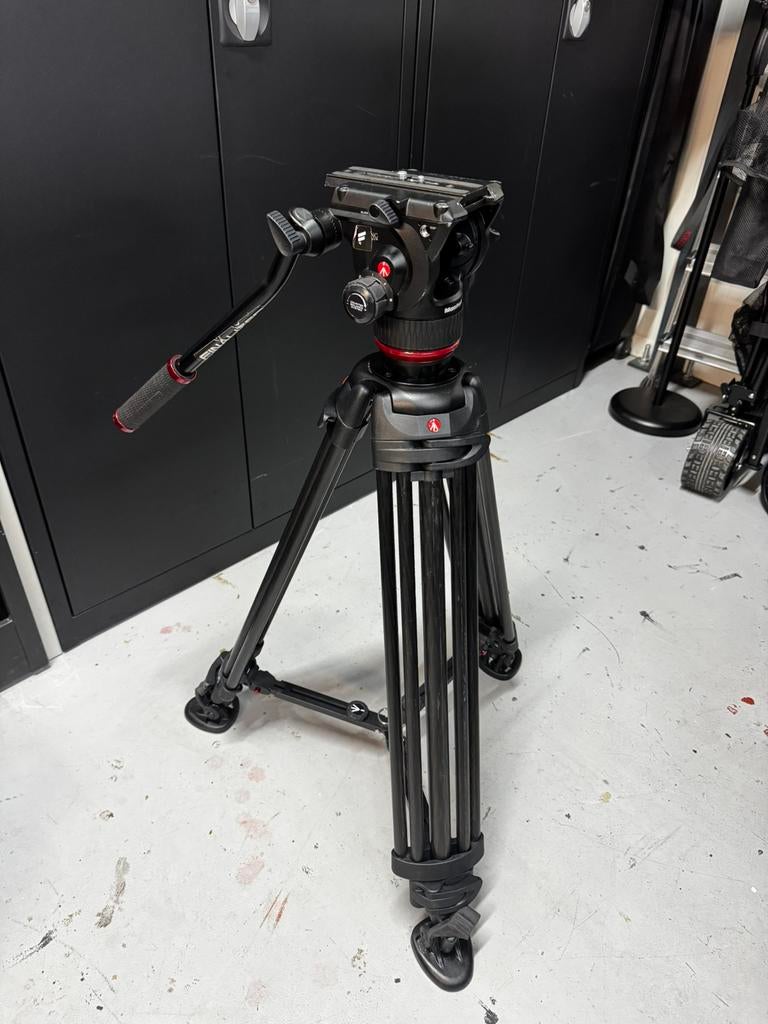 Manfrotto Carbon Fiber 504x Fluidhead Tripod Statief, Ophalen, Gebruikt, Driepoot, 175 cm of meer