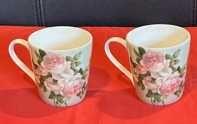 2x mok/beker Pimpernel Portmeirion, serie Antique Rose 5543, Ophalen, Overige typen, Zo goed als nieuw, Overige stijlen