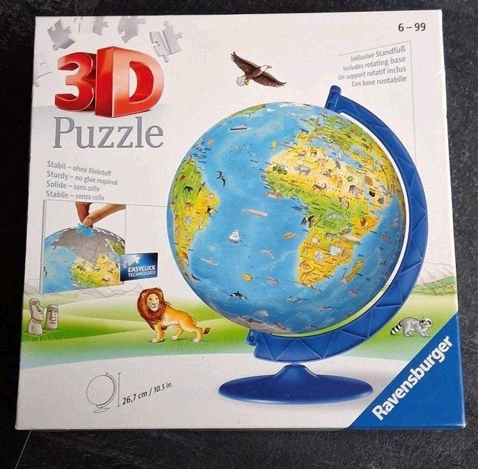Ravensburger 3D Puzzel Wereldbol - Compleet, Ophalen of Verzenden, Minder dan 500 stukjes, Zo goed als nieuw, Rubik's of 3D-puzzel