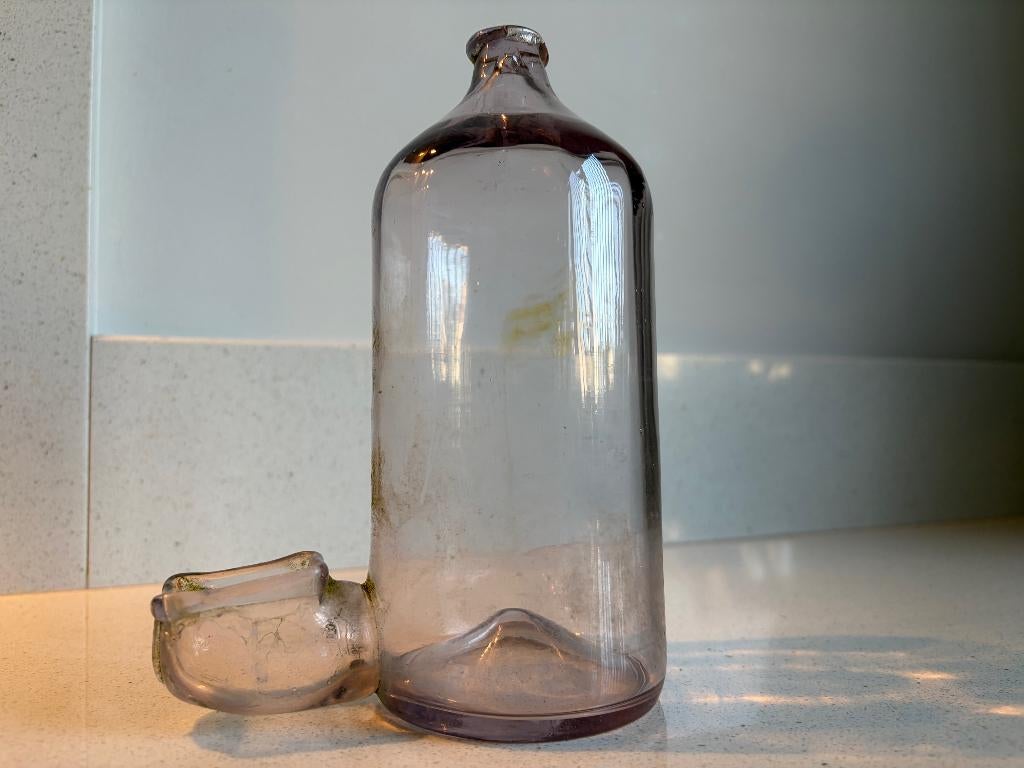 Oude glazen drinkfles voor vogels., Dieren en Toebehoren, Ophalen of Verzenden, Gebruikt, Eten en Drinken