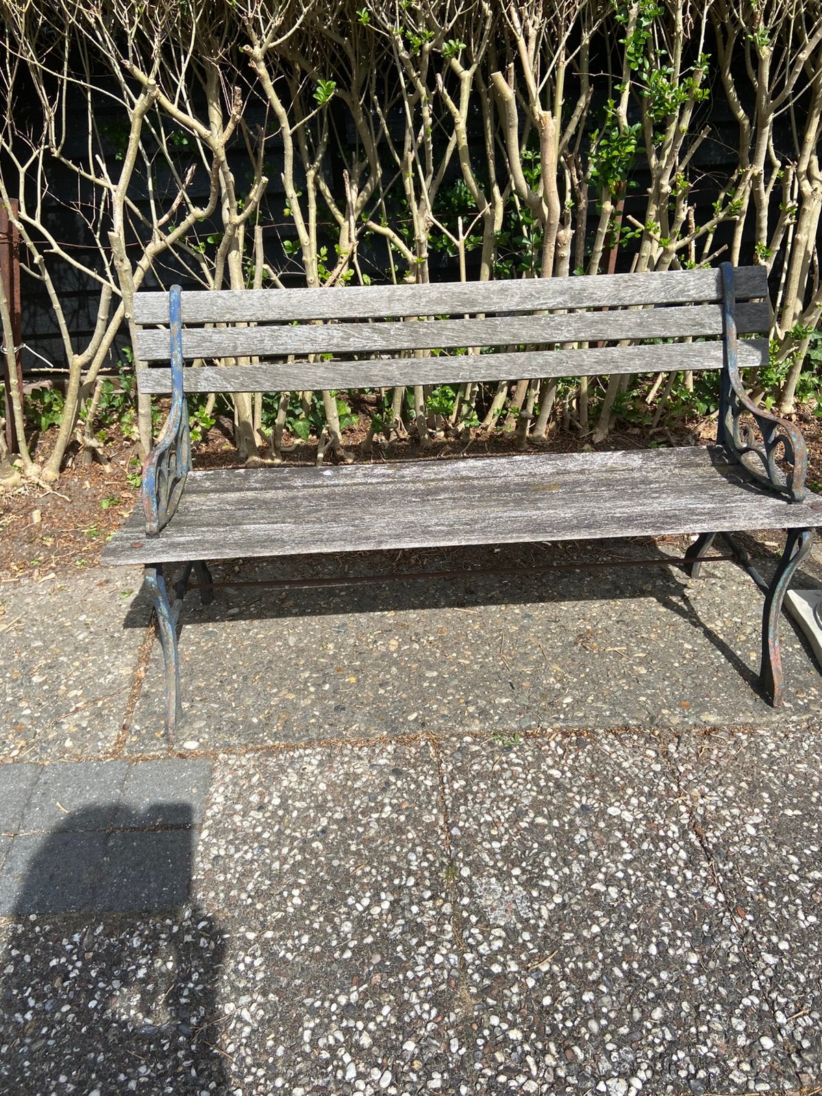 Tuinbankje gietijzer en hout, Tuin en Terras, Ophalen, Gebruikt