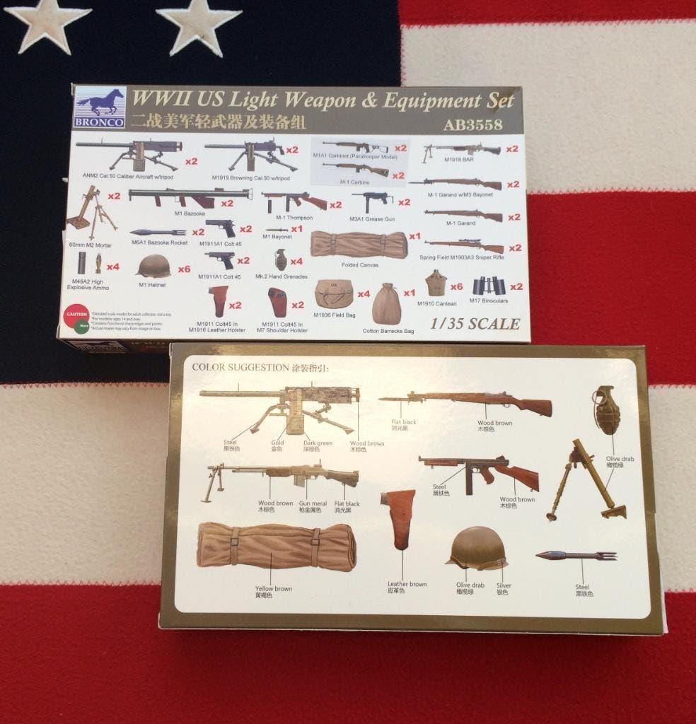 Bronco Models AB3558 WWII US Light Weapons & Equipment 1/35, Verzenden, Nieuw, Groter dan 1:35