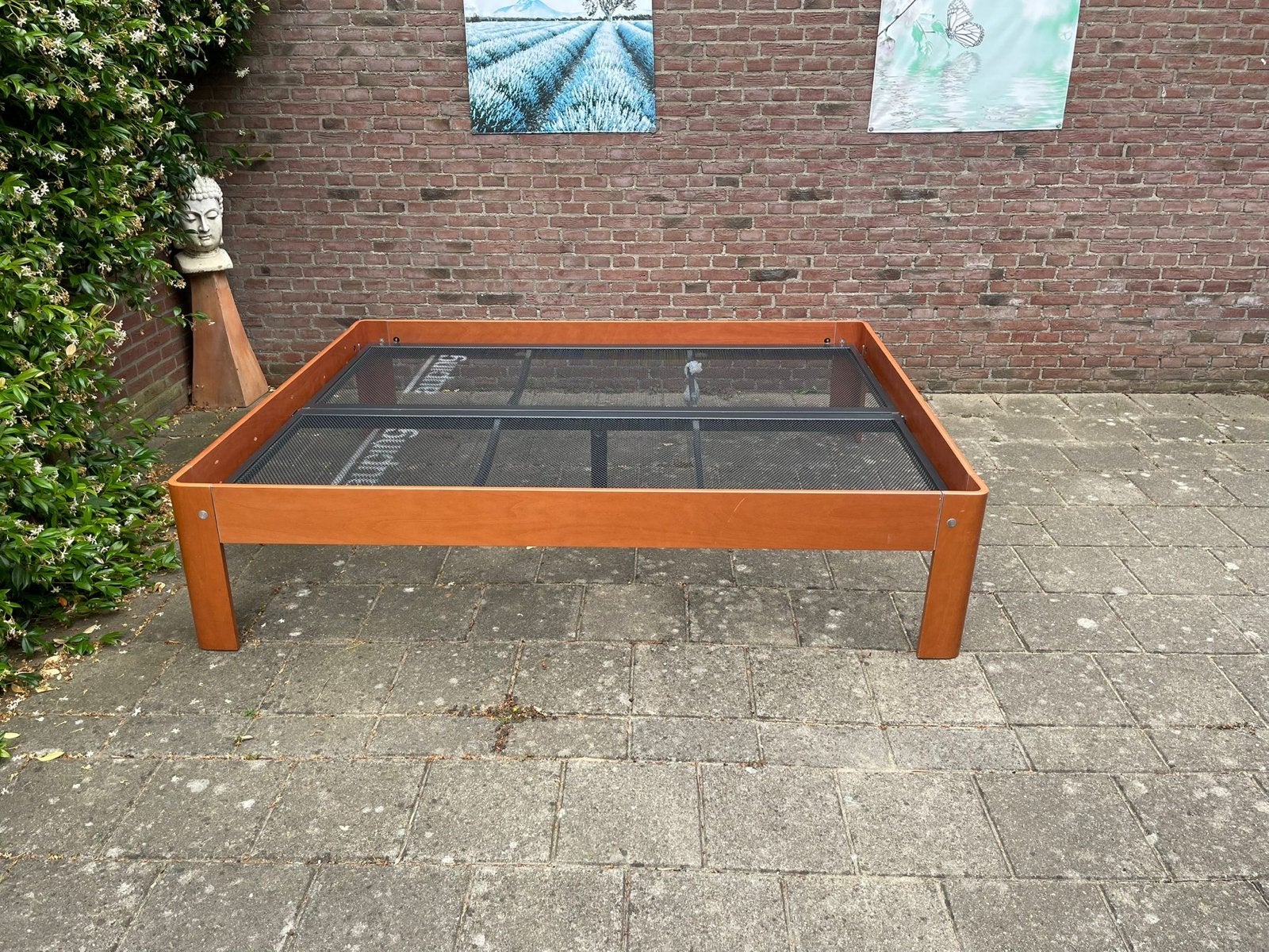 Auping Auronde bed 160x200x48 cm met vlakke spiralen, Ophalen, Gebruikt, Bruin, Tweepersoons