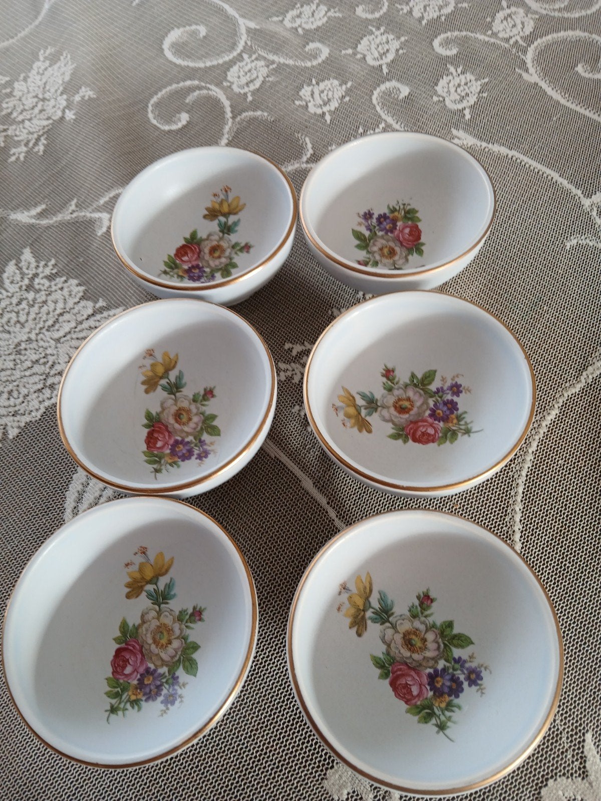 6 schaaltjes Flora Gouda plateel, Antiek en Kunst, Ophalen of Verzenden