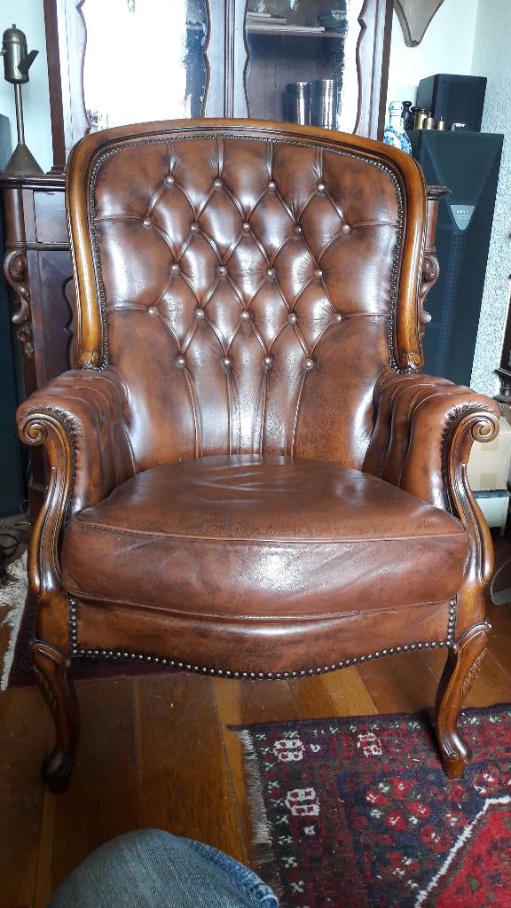 Prachtige antieke barok Chesterfield fauteuil, Ophalen