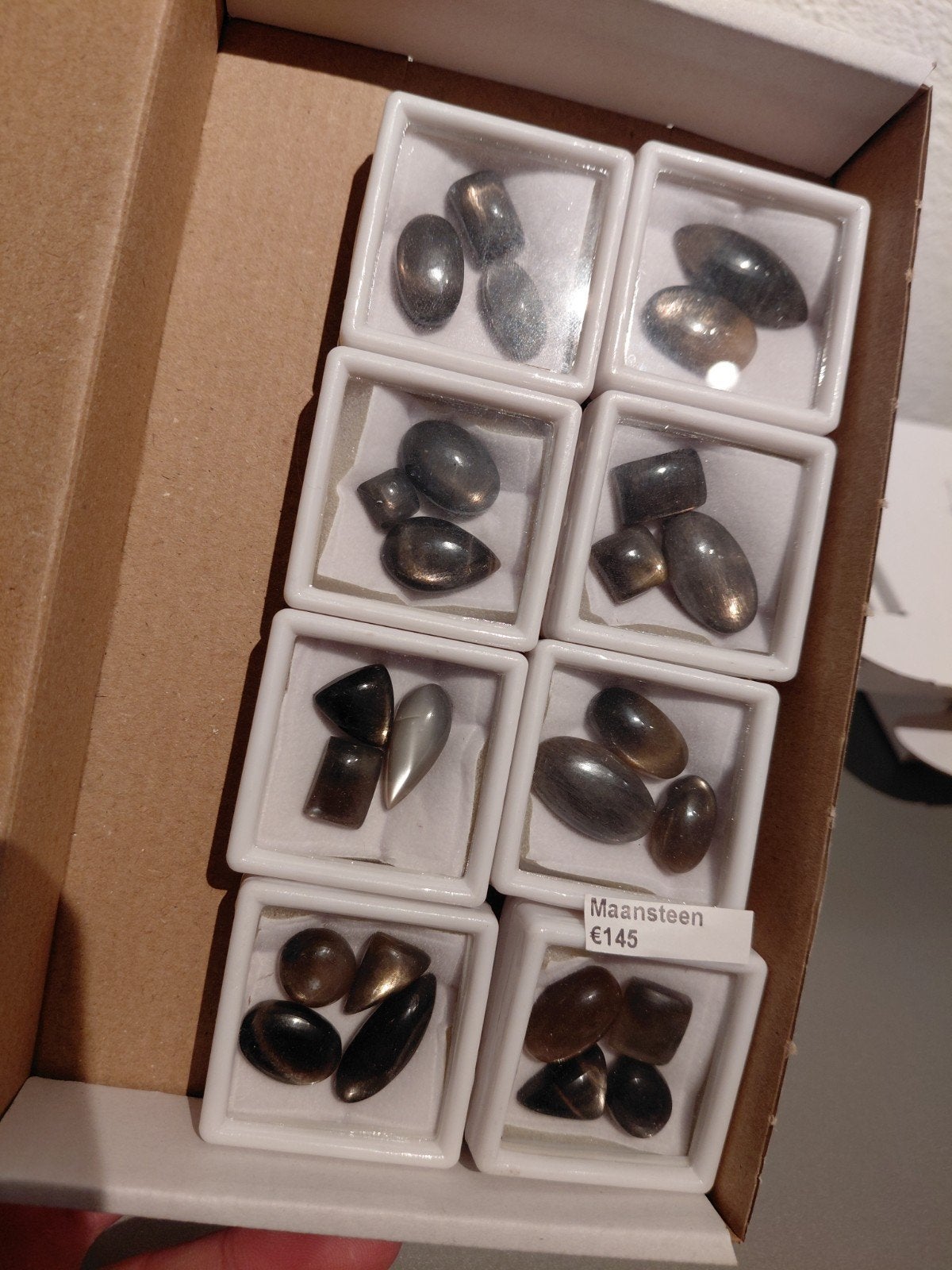 Lot met cabochon geslepen grijze maanstenen, Ophalen of Verzenden, Nieuw