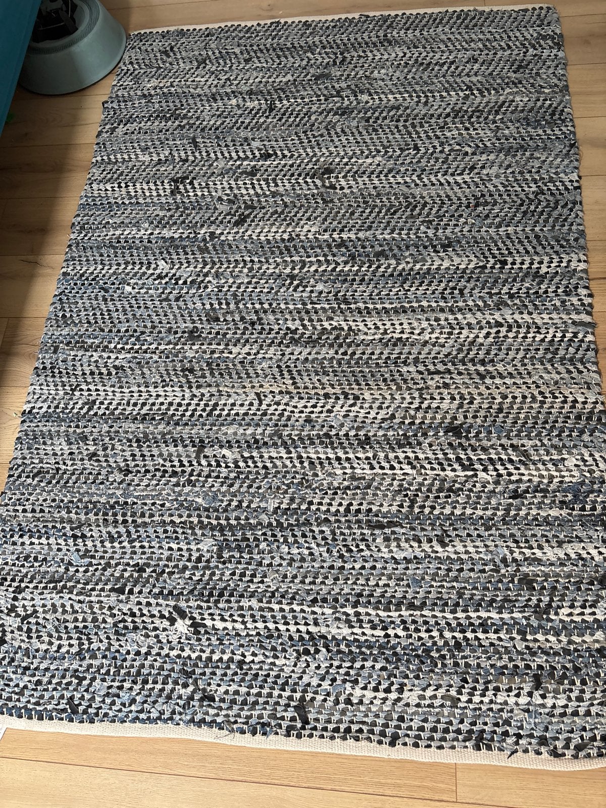 Vloerkleed Supreme Flat 130x190 cm - Leer en Katoen, Ophalen, Gebruikt, 100 tot 150 cm, Blauw
