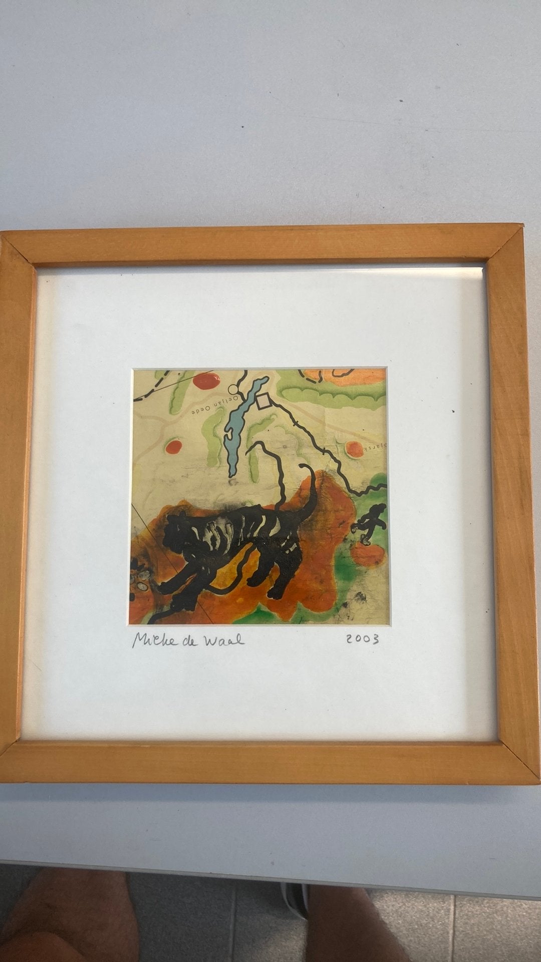 Orgineel 1/1 kunstwerkje getekend , gedateerd, Mieke De Waal, Ophalen