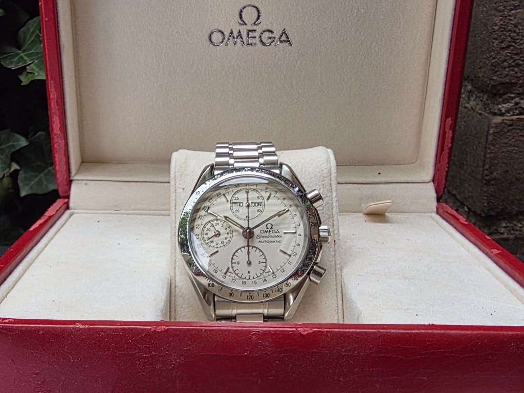 Omega Speedmaster Triple Date + Service en Garantie, Staal, Gebruikt, Staal, Polshorloge
