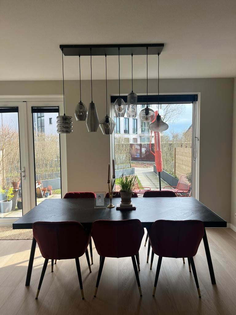 Eikenhouten eettafel & stoelen, Ophalen, Eikenhout, 200 cm of meer, 50 tot 100 cm
