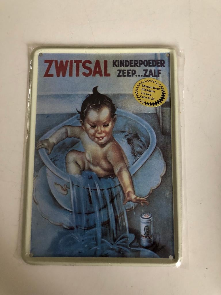 Reclamebordje Zwitsal klein van metaal, Ophalen, Nieuw