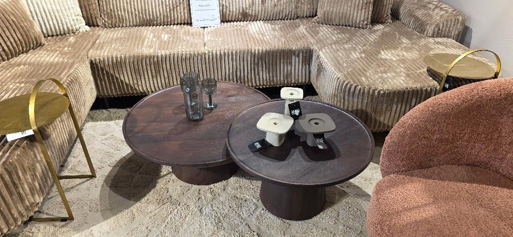 Ronde Salontafel 80 & 66 cm Bruin | Showmodel Hoge korting!
