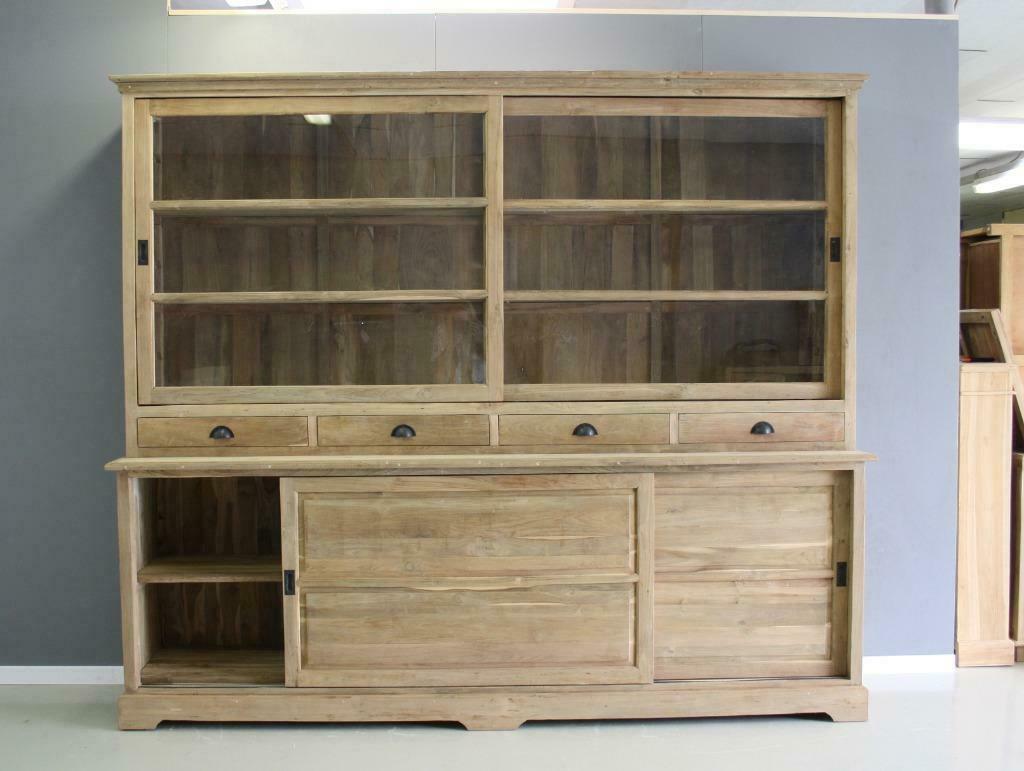 Grote teakhouten kast met schuifdeuren; Indoteak, Ophalen, Met deur(en), 200 cm of meer, Teakhout