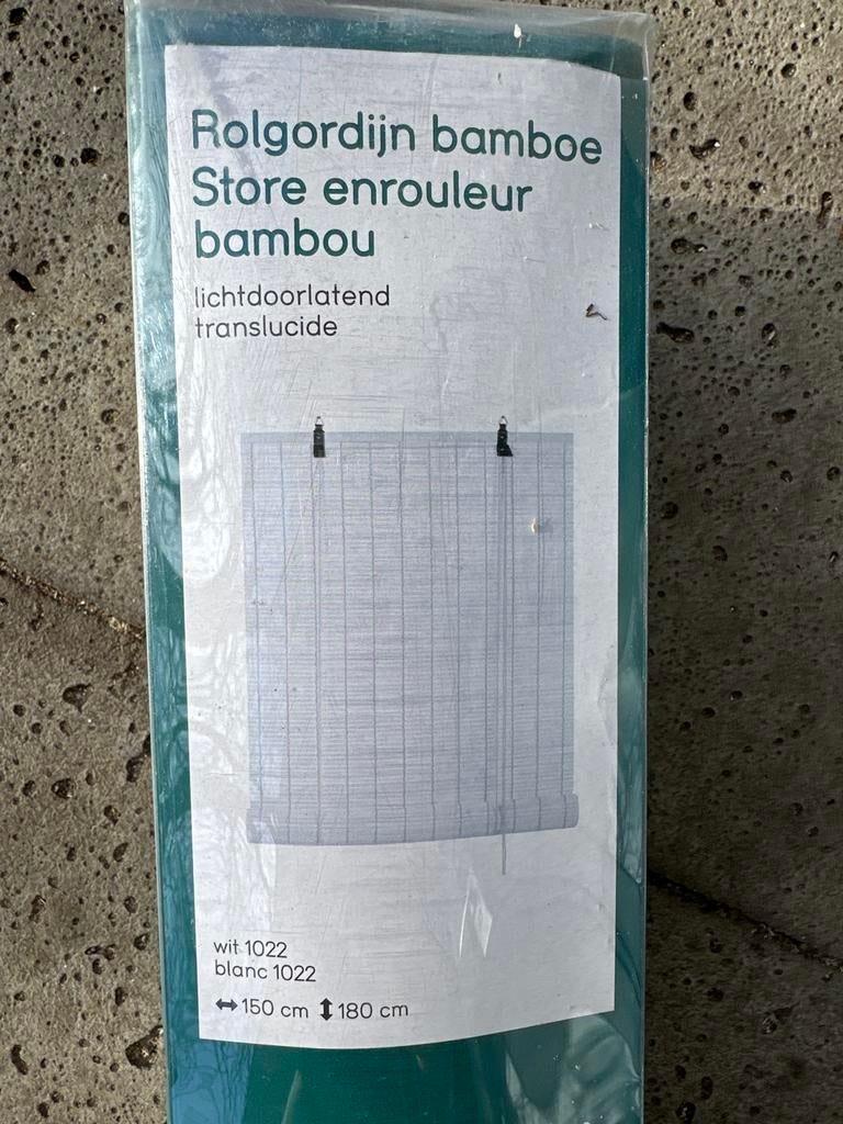 Bamboe Rolgordijn Wit 150x180cm, Huis en Inrichting, Stoffering | Gordijnen en Lamellen, 100 tot 150 cm, Wit, Nieuw, Ophalen of Verzenden