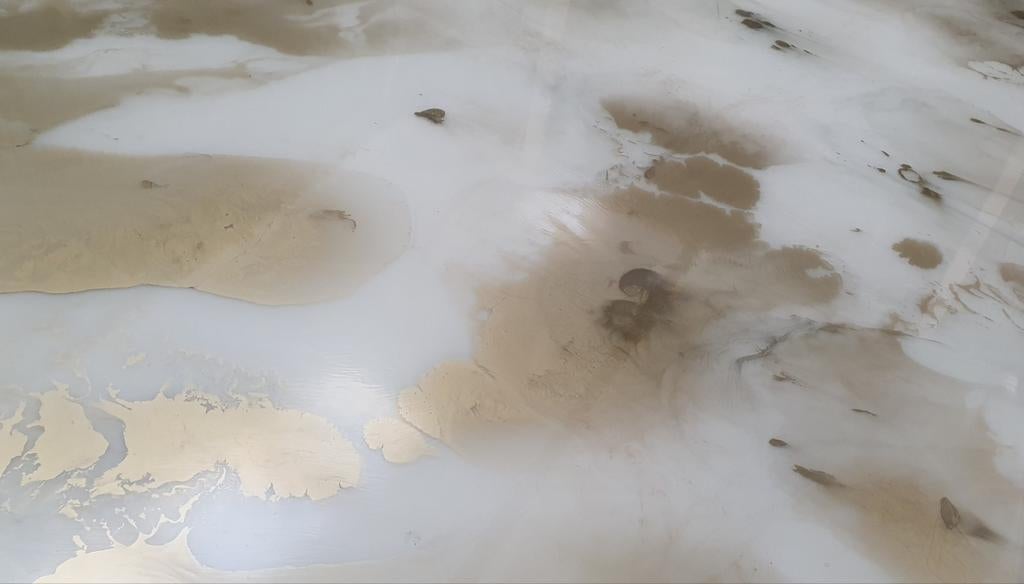 Epoxytafel 100 x 215cm wit met goud, Rechthoekig, Nieuw, 200 cm of meer, 50 tot 100 cm