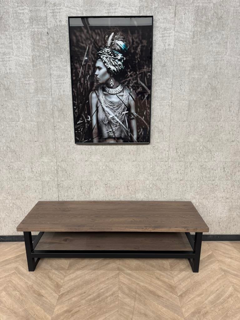 Tv meubel massief eiken donker bruin 170cm *showroom, Firma Hout en Staal, 150 tot 200 cm, Eikenhout, Ophalen of Verzenden