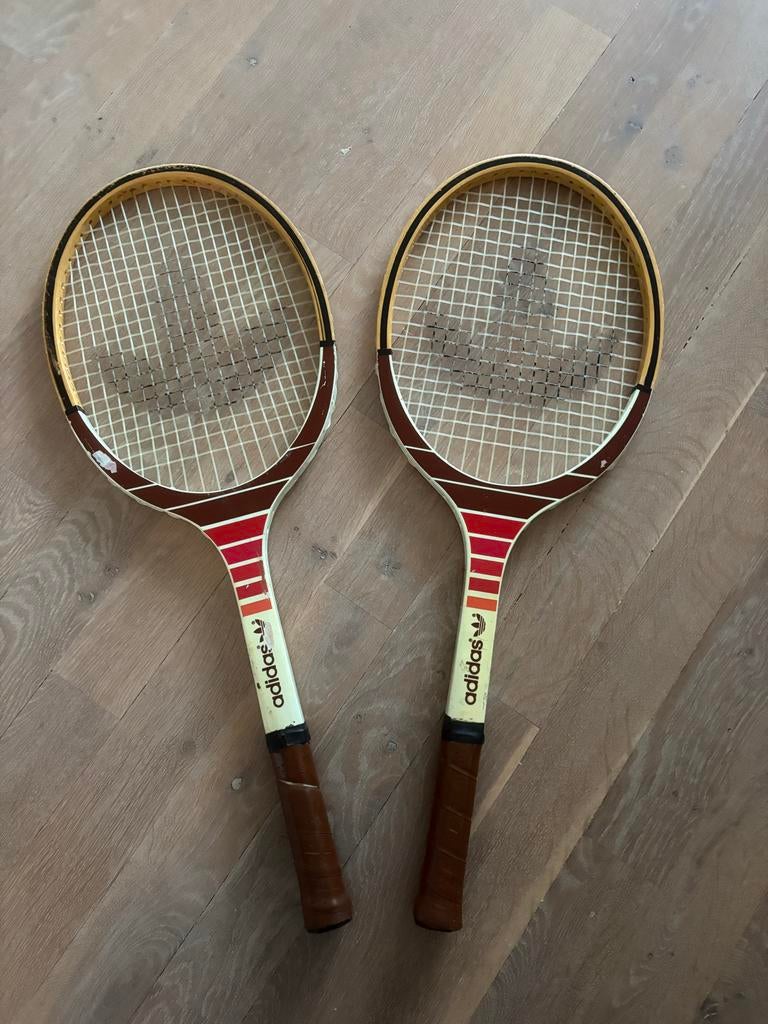 Twee Vintage Adidas Cadet Tennisrackets, Adidas, Gebruikt, Ophalen of Verzenden, Racket