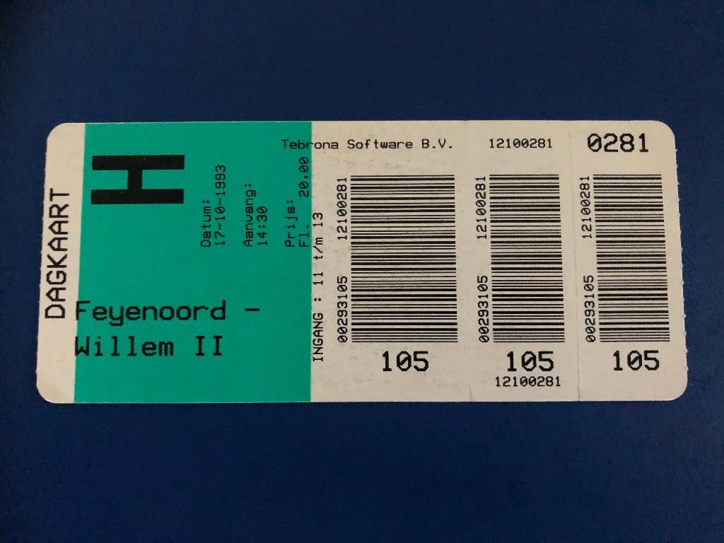 ⚽ Ticket Feyenoord - Willem 2 1994/1995 ⚽, Ophalen of Verzenden, Feyenoord, Overige typen