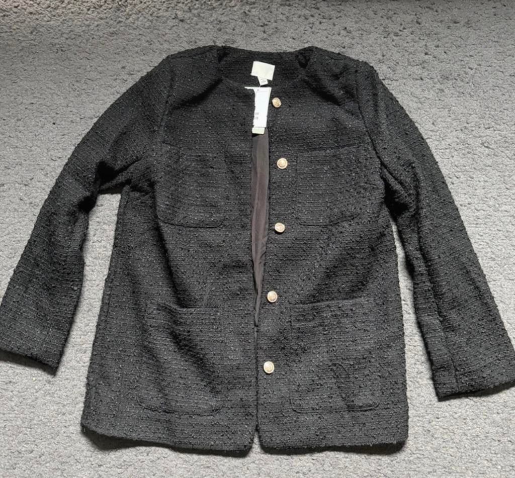 Zwarte Bouclé Blazer - Maat S, Kleding | Dames, Zwart, Nieuw, Ophalen of Verzenden, Jasje