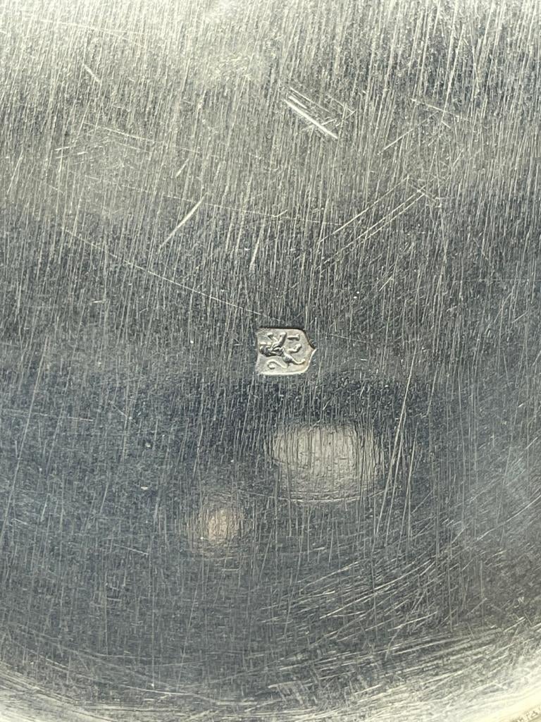 Fraaie ronde  flessenbak /wijnfles onderzetter met decoratie, Ophalen of Verzenden, Zilver