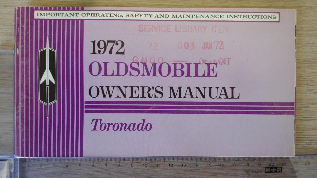 1972 Oldsmobile Toronado. First edition Owner's Manual., Auto diversen, Ophalen of Verzenden