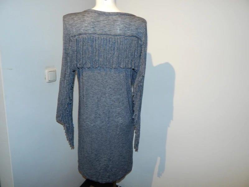 Zadig & Voltaire grijze casual jurk franjes rug mouwen M