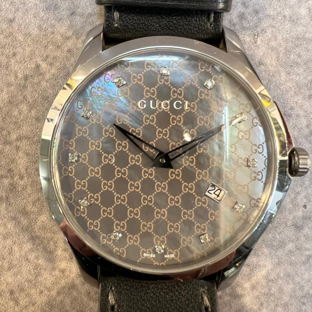 Horloge Gucci G Timeless 126.3 Shelldail diamond | 383833, Overige merken, Leer, Staal, Polshorloge