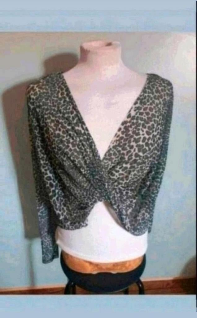 Tijgerprint blouse, Ophalen of Verzenden, Zo goed als nieuw, Maat 38/40 (M), Bruin