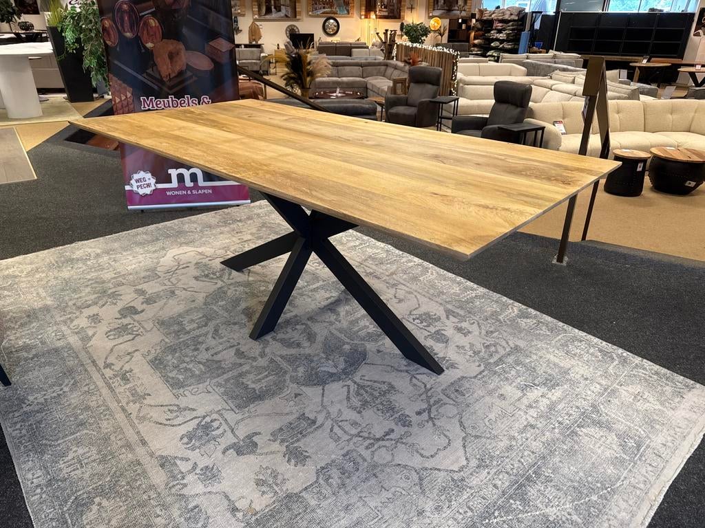 Eettafel rechthoekig vlak blad Mango 200 Direct/Leverbaar, Huis en Inrichting, Overige houtsoorten, Nieuw, #Eettafel#Verjongd#Deens#Mango#Vlak#Kruispoot