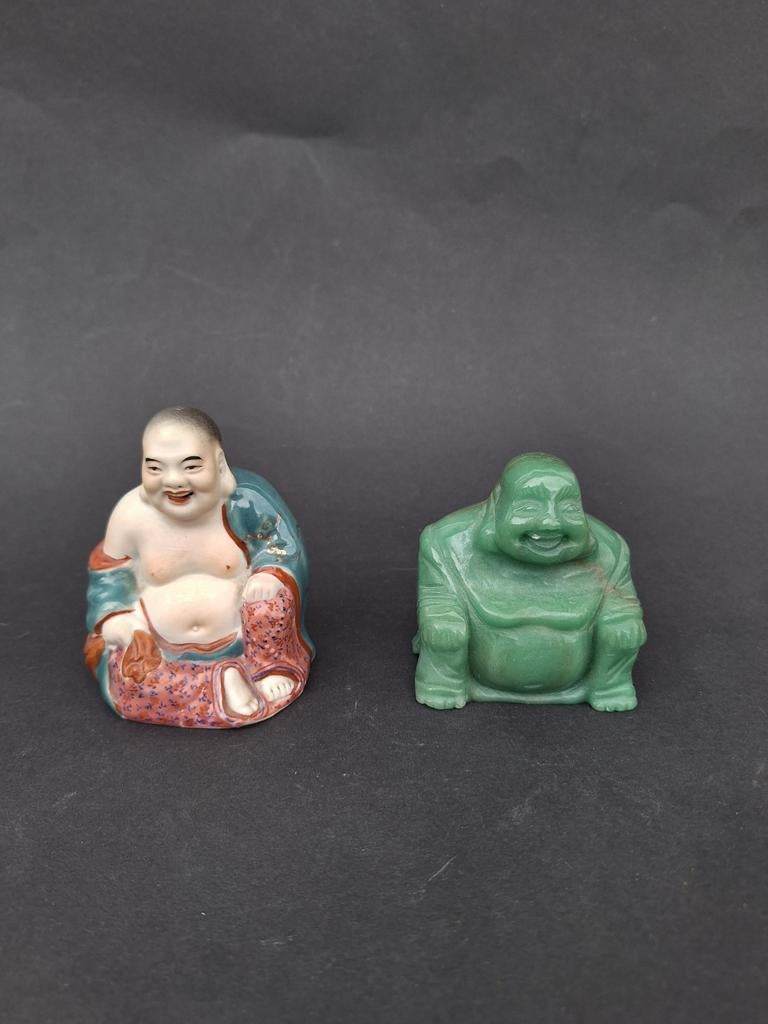 2x Boeddha  beelden  porselein,jade chinees, Ophalen of Verzenden