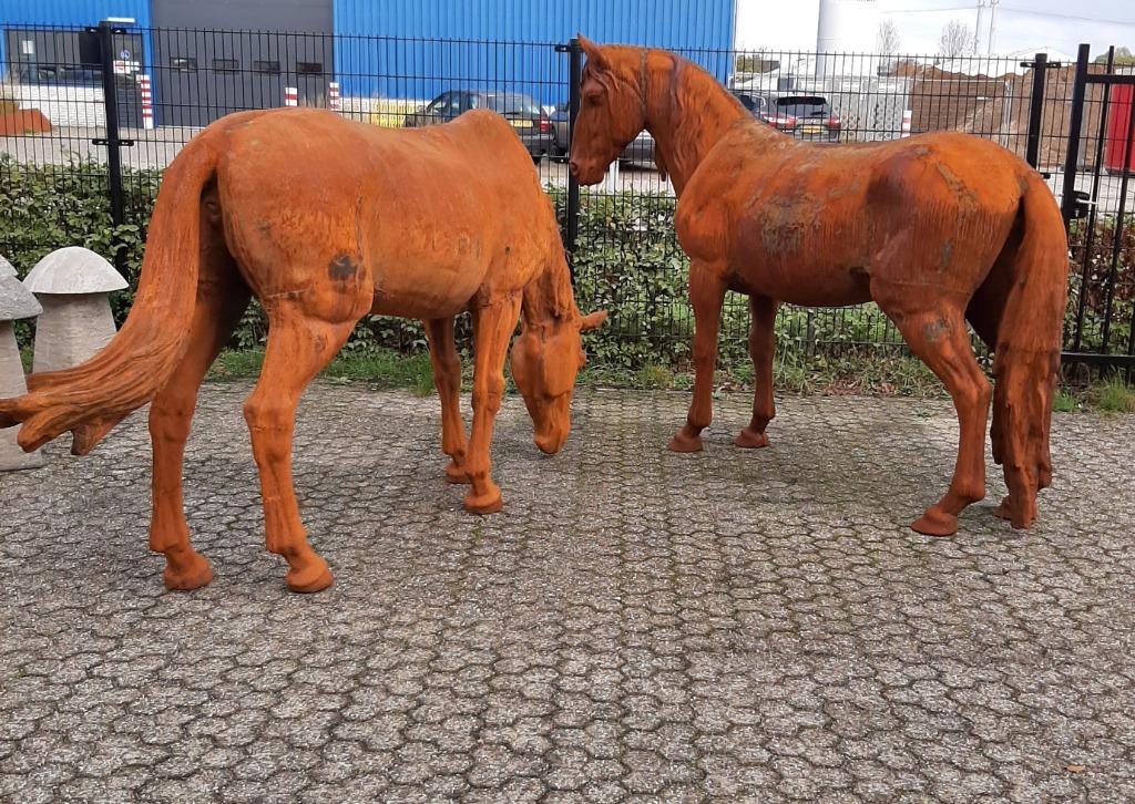 Stel gietijzeren paarden, Tuin en Terras, Dierenbeeld, Niet, Verzenden, Niet