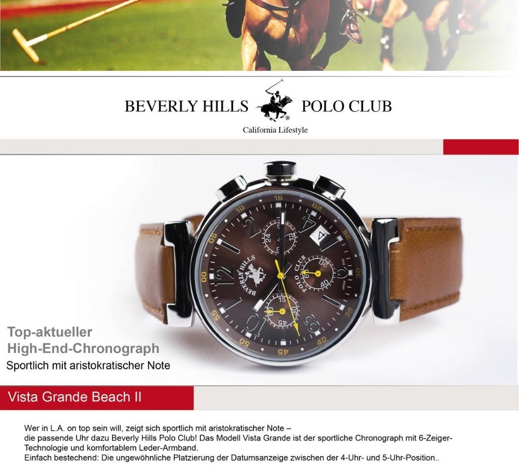 Beverly Hills Polo Club Vista Grande Beach 2 Chronograaf, Overige merken, Leer, Staal, Polshorloge
