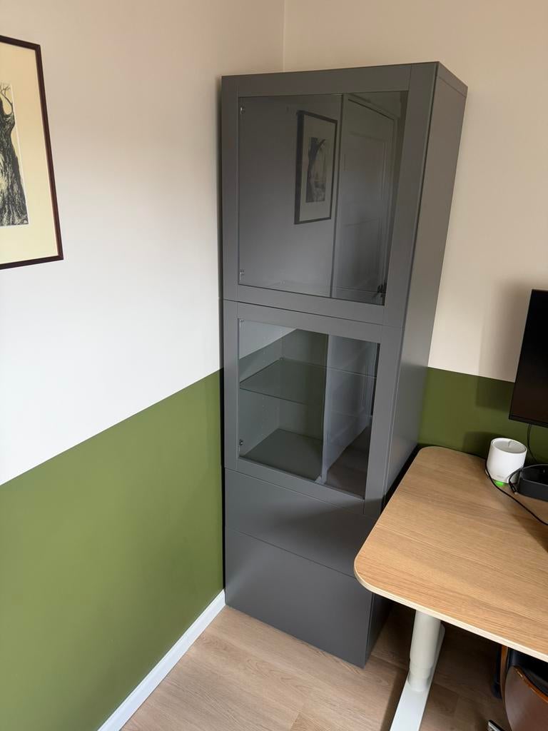 IKEA BESTA - vitrinekast met verlichting, Ophalen, Met deur(en), Glas, 50 tot 100 cm