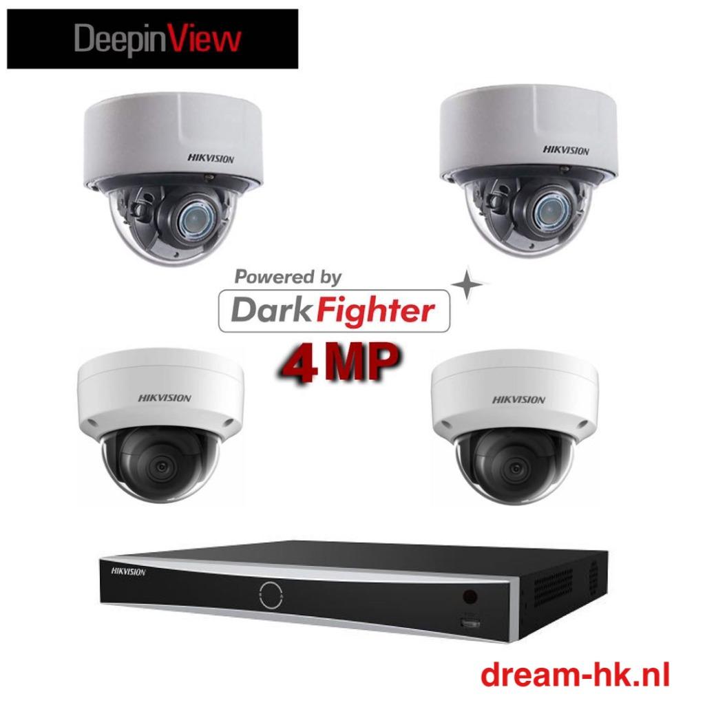4MP Hikvision Darkfighter IP PoE set/NVR + 4x camera, Ophalen of Verzenden, Nieuw