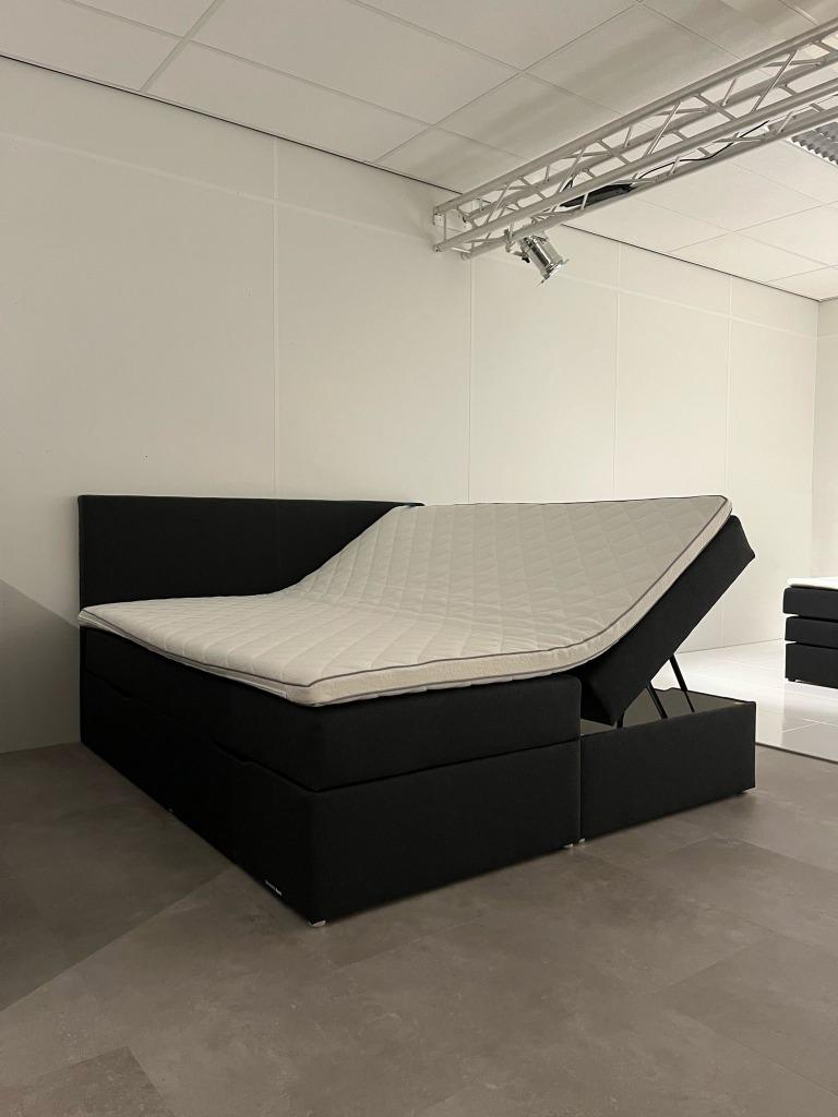 Boxspring met opbergruimte 180x200 | ruime col. uit voorraad, Zwart, 180 cm, 200 cm, Nieuw