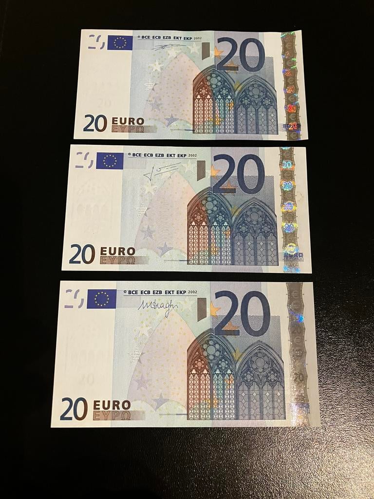 3x €20,- Italie (S) - alle 3 de handtekeningen !!! UNC, Ophalen of Verzenden, Italië
