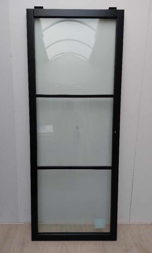 Industrieel-look (schuif)deuren met 1cm veiligheidsglas, 80 tot 100 cm, 215 cm of meer, Binnendeur, Nieuw