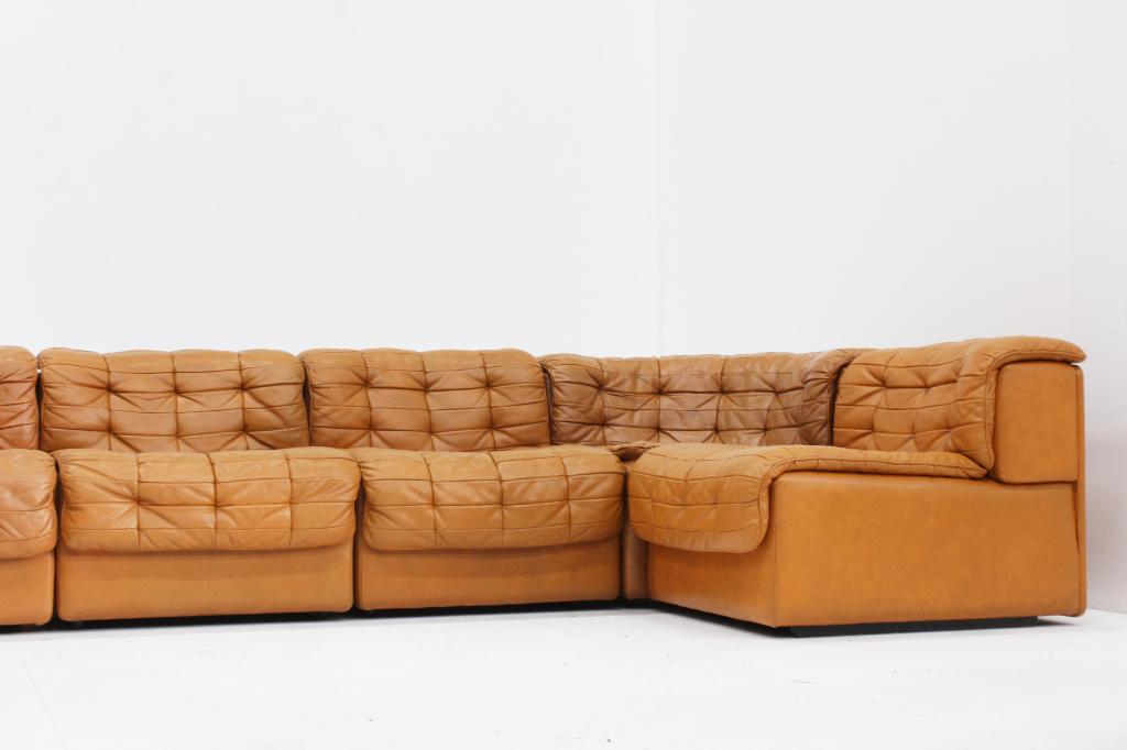 Vintage De Sede DS 11 modulaire bank cognac patchwork leer, Ophalen, Design, Hoekbank, 300 cm of meer