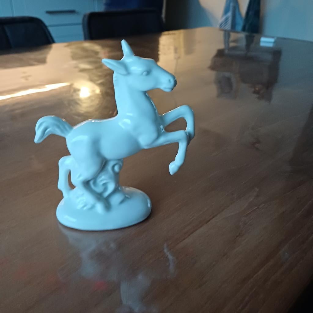 Vintage Porseleinen Paardenbeeldje met Merk, Antiek en Kunst, Ophalen of Verzenden